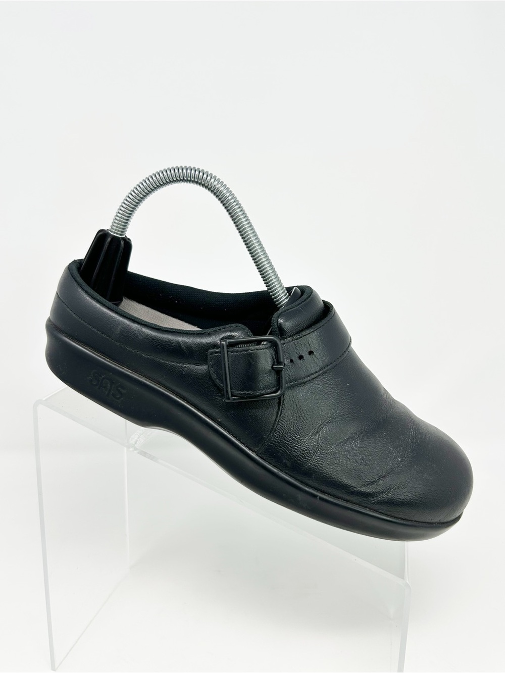 SAS Women's Clog Slip-On Loafers Black Adjustable Buckle Strap Comfort Size 7.5W